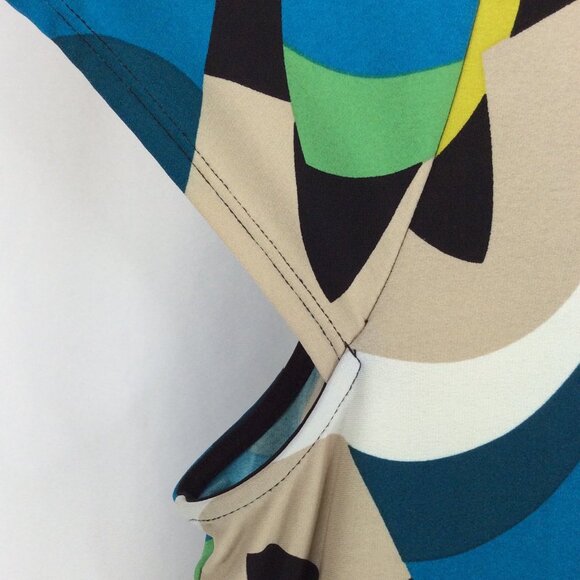 Alfani Geometric Stretch Womens 2X Dress Notch Neck Cap Sleeve Sheath Bodycon - Picture 7 of 8